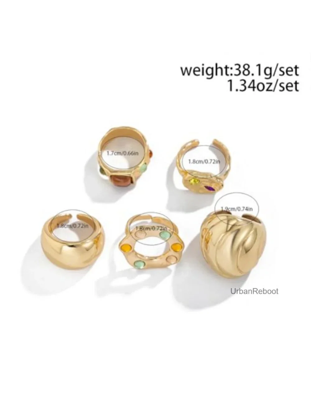 Chunky Gold Stacking Rings Set for Women Vintage Statement Jewelry 5 Rings
